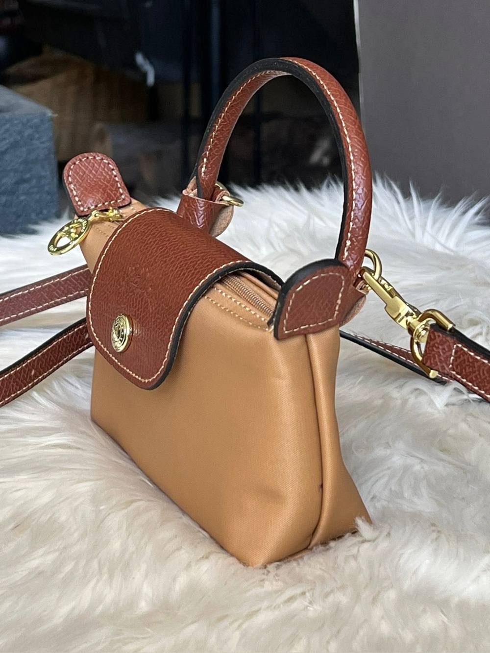 Longchamp XS Le Pliage Original Pouch with Strap - Picture 3 of 14